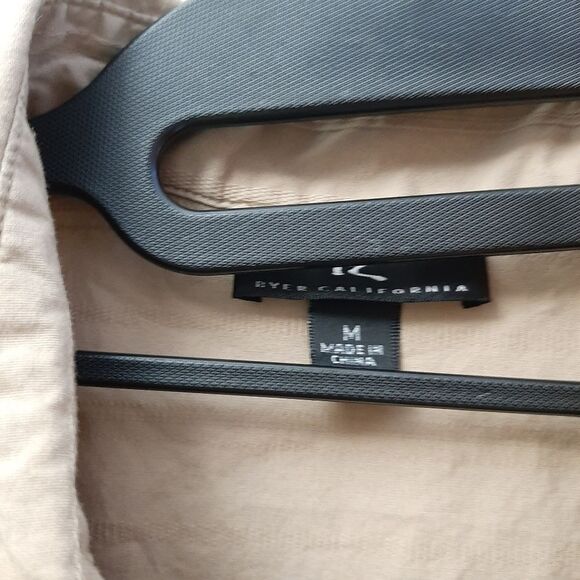 Iz Byer California Button Down Shirt Dress Tan Cotton Spandex Blend Medium - Picture 5 of 14